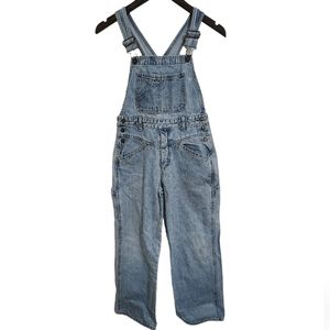 Vintage Repair Denim Pants Overalls Adjustable Straps Straight Leg Young Teen
